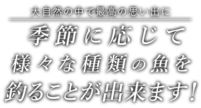 大自然の中で最高の思い出に 季節に応じて様々な種類の魚を釣ることが出来ます！